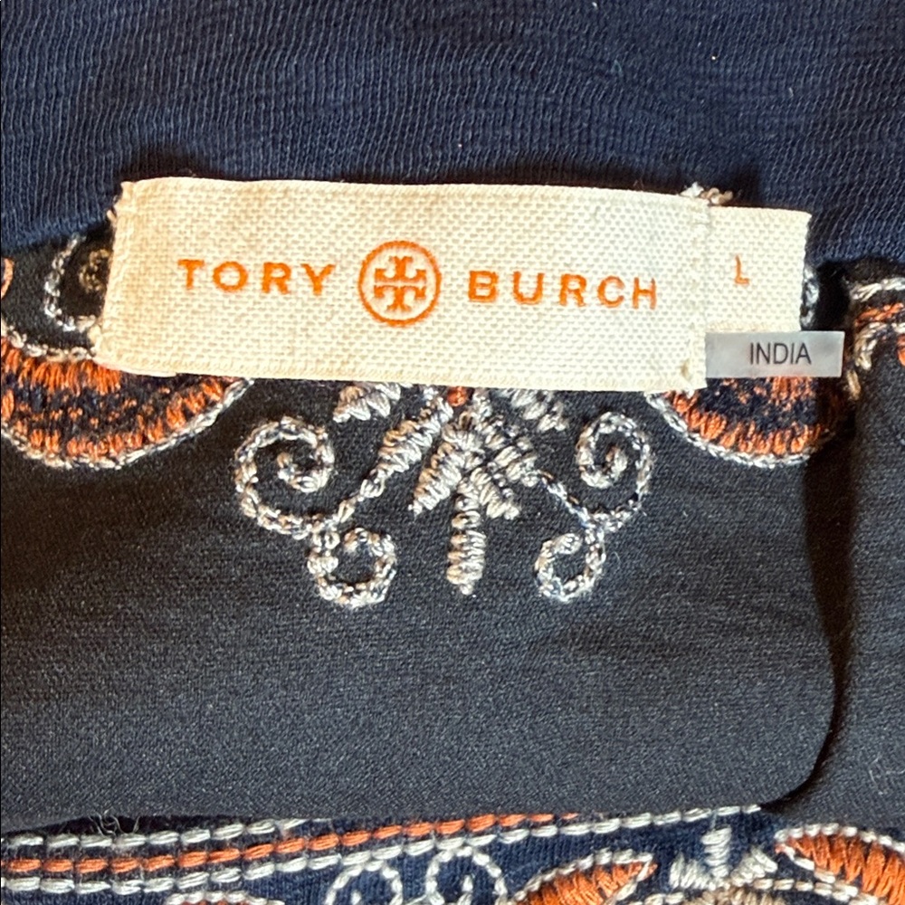 Tory Burch boho-inspired off-the-shoulder A-line dress navy large - Picture 7 of 16